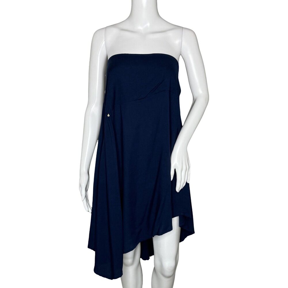 Skemo‎ Dress Womens Medium Navy Blue Strapless Asymmetric Beach Vacation Cruise